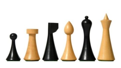 Hermann Ohme Minimalist Series Chess Pieces Only Set- Weighted Ebonised Boxwood