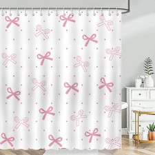 Pink Bow Shower Curtain Bow Polka Dots Bathroom Shower Curtain Cute Pink Bows...