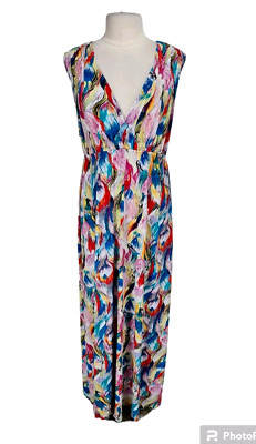 davies by erica davies Womens Abstract Print Maxi Dress size XL V-Neck A19A