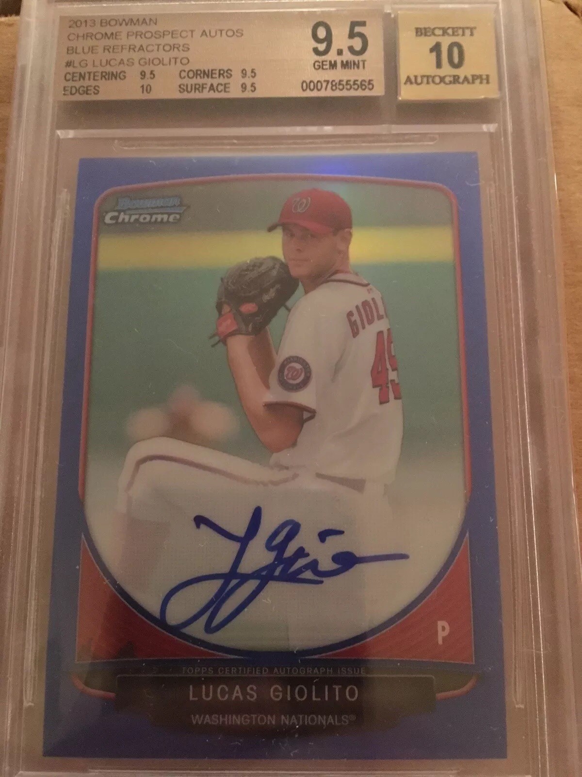 2013 Bowman Chrome Lucas Giolito Blue Refractor Auto #/ 150 BGS 9.5/10 Gem Mint