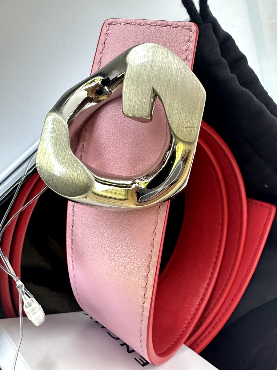 New Givenchy Women's Belt Size 90 G Logo Reversible Red