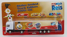 GRELL HO 1/87 CAMION TRUCK TRAILER SCANIA 420 124 L MÜLLER MILCH REIS + FENWICK