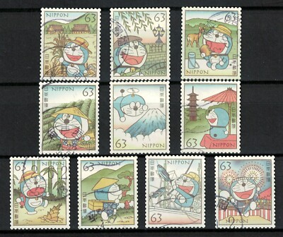 JAPAN 2020 DORAEMON MANGA ANIME SERIES 63 YEN COMP. SET OF 10 STAMPS FINE USED