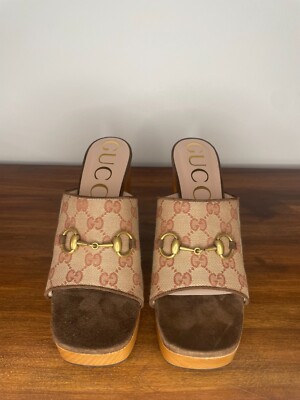 Gucci Beige and Brown Monogram Slide Sandals Women main image 3