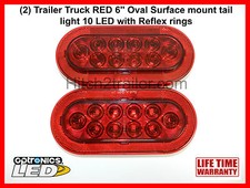 (2) Optronics 6" RED LED Surface Mount Stop Turn/Tail w/Reflex Rings.