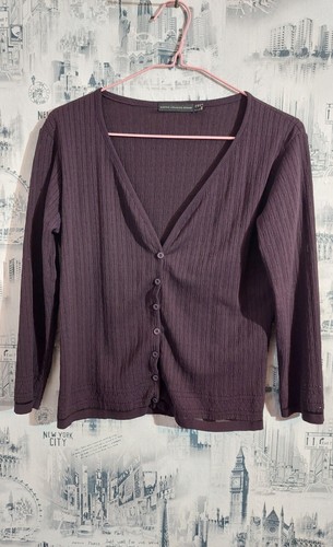 Marithe Francois Girbaud Womens Top M US 8 D 42 Purple Button Front Cardigan π - Picture 7 of 11