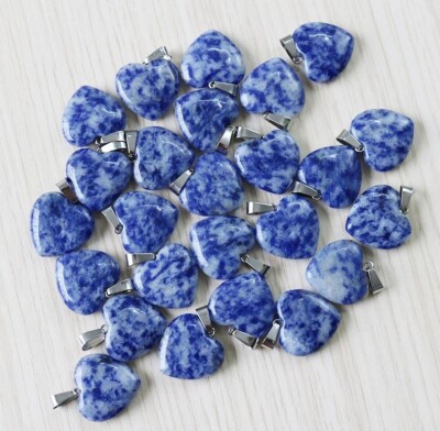 Blue Soladite Stone Heart Pendant with Snake Chain Necklace