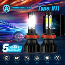 4-Sides H11 H9 H8 LED Headlight Bulbs Kit 360° Super Bright 2400W 360000LM 6500K