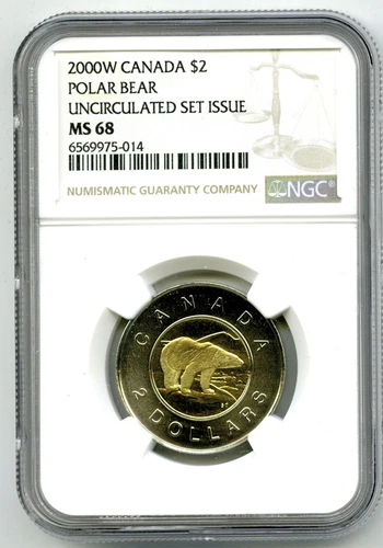 2000 W CANADA $2 POLAR BEAR NGC MS68 UNC TOONIE TWO DOLLAR TOP GRADE - 3 KNOWN
