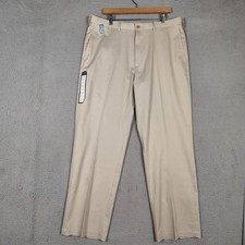 Haggar Pants Men's 38x32 Sand Flat Front Classic Fit Premium No Iron Khaki NWT