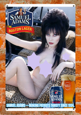 Sam Adam Beer Elvira: Mistress of the Dark Metal Sign Man Cave Decor 12'' Read D