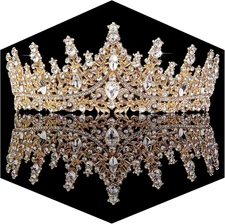 Gold Crown for Women Crystal Princess Tiaras Rhinestone Queen Headband Wedding B