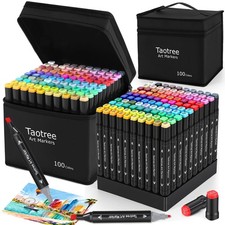 Alcohol Markers Set 100 Colors with Case  Holders, Dual Tips Art Coloring Ma...