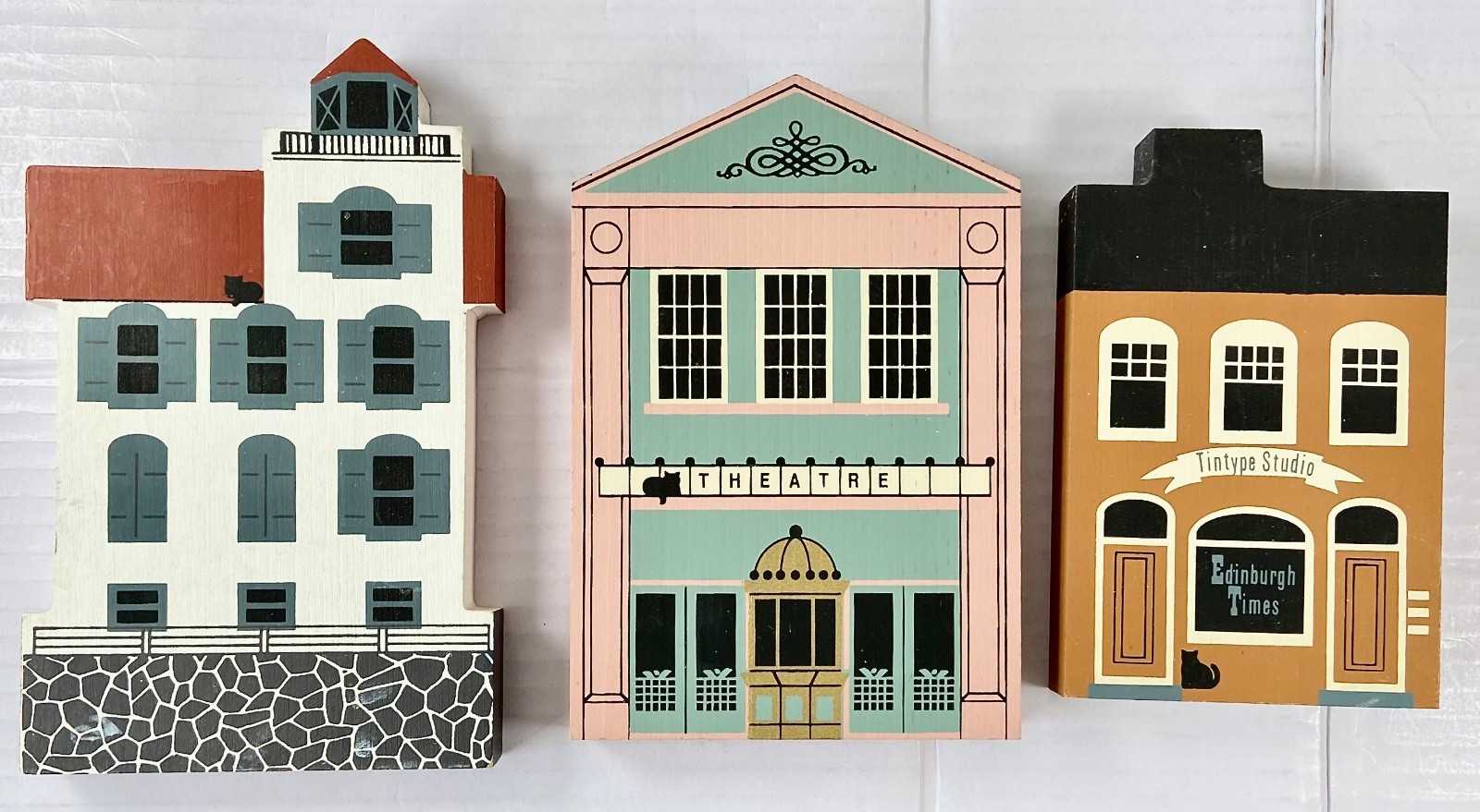 Lot of 3 The Cat's Meow Village 1980's Garden Theatre Edinburgh Times Lorain LH