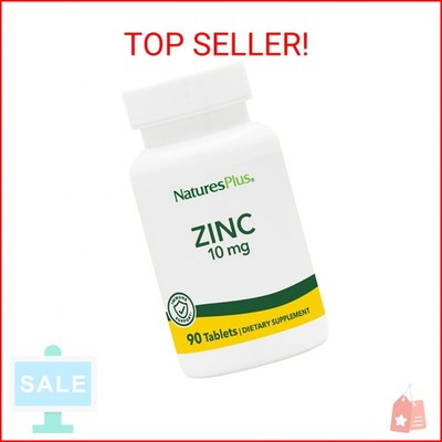 NaturesPlus Zinc Tablets - 10 mg, 90 Vegetarian Supplements - Immune System Supp
