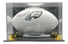 Dallas Goedert Signed Eagles Logo Football Fanatics w/ Super Bowl 59 Case