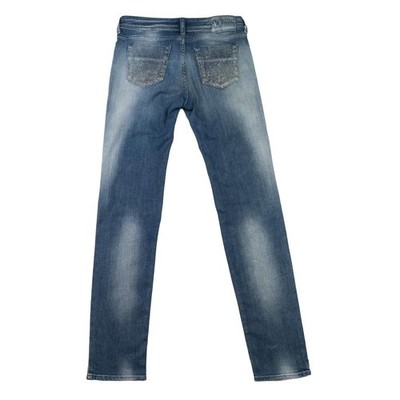 Armani Jeans Damen W29 Regular Fit Blau Denim Kristall Strass Taschen Glam
