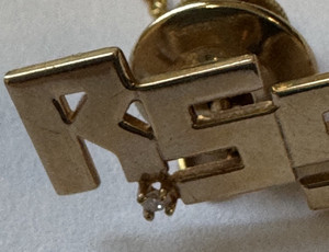 Vintage Tie Tack Initial "RSS" Gold Tone with Diamond Chip