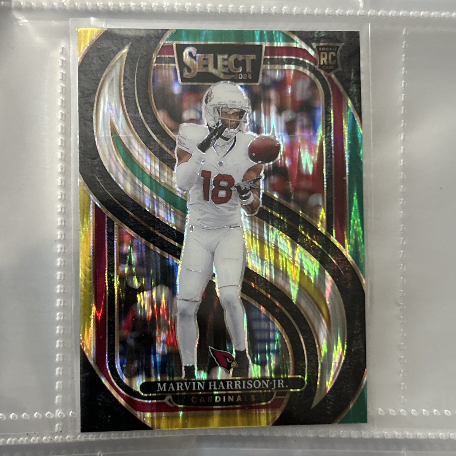 2024 Panini Select Marvin Harrison Jr Yellow & Green Shock Prizm RC #115 SP