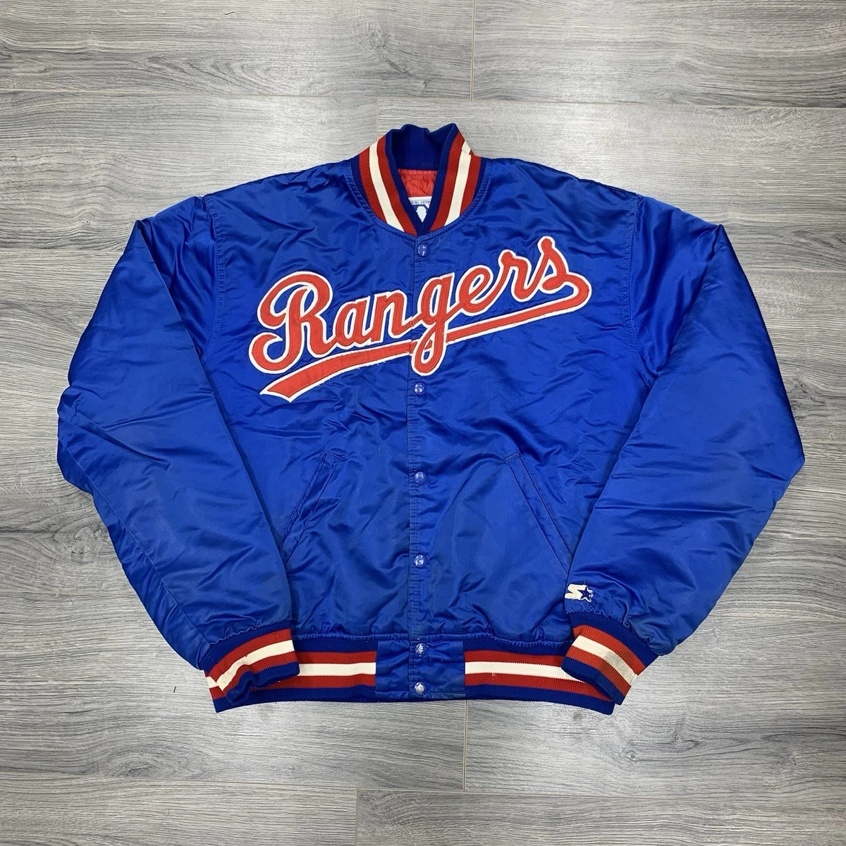 Vintage 90S Starter Texas Rangers Satin Jacket Large RARE MENS