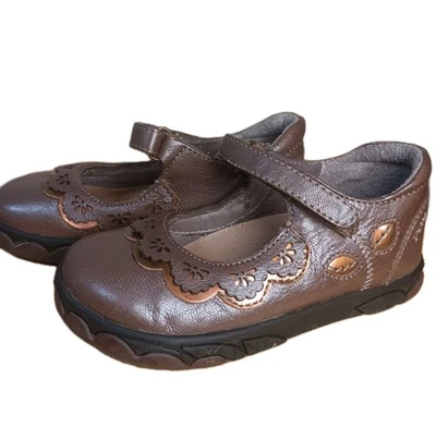 POM D'API Leather Mary Jane ♡ Scalloped Metallic Toddler Shoe Flat US 8 EU 24 ♡ - Image 1 of 4