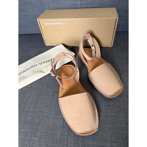 NIB Spanish Sandal Co Womens Size 7 EU37 Tan Nubuck Leather Ankle Strap Sandals