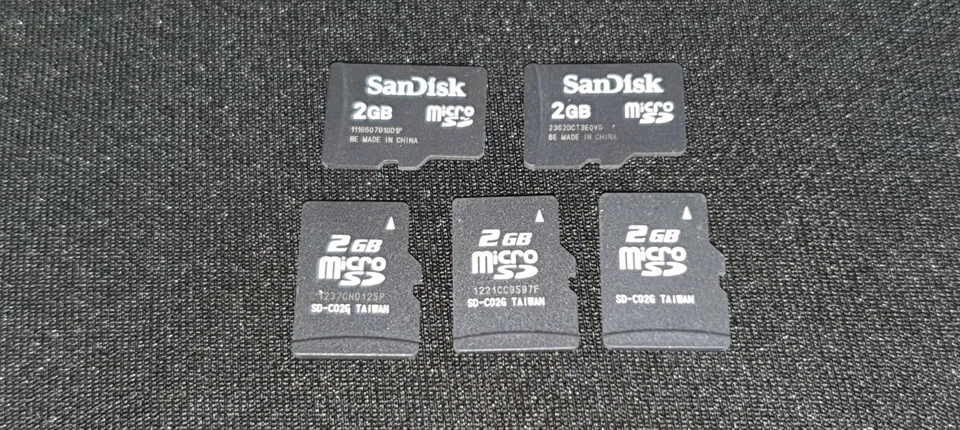 X5 2GB Micro SD Cards - Bundle Job Lot Mixed Brand microSD Five Cards 2 GB UK - Image 2 of 3
