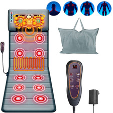 Full Body Electric Massage Mat Cushion Back Massage Pad w/ Heat Vibration Timer