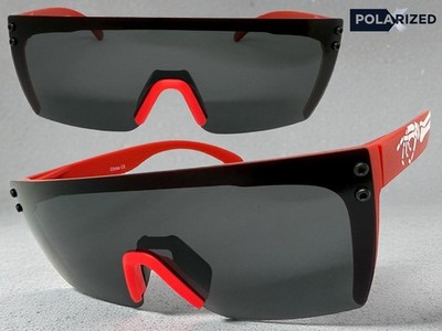 Mens Hardcore Biker Motorcycle Riding Wrap Shield POLARIZED SUNGLASSES Dark Lens