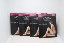 Pantyhose George Black Medium Tall Silky Sheer Firm Support 4 Pairs NOS
