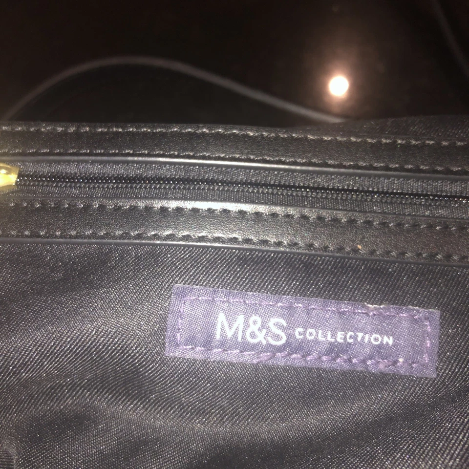 Marks and Spencer Small Straw Black Mix drawstring bag with long and short strap - Image 4 of 4