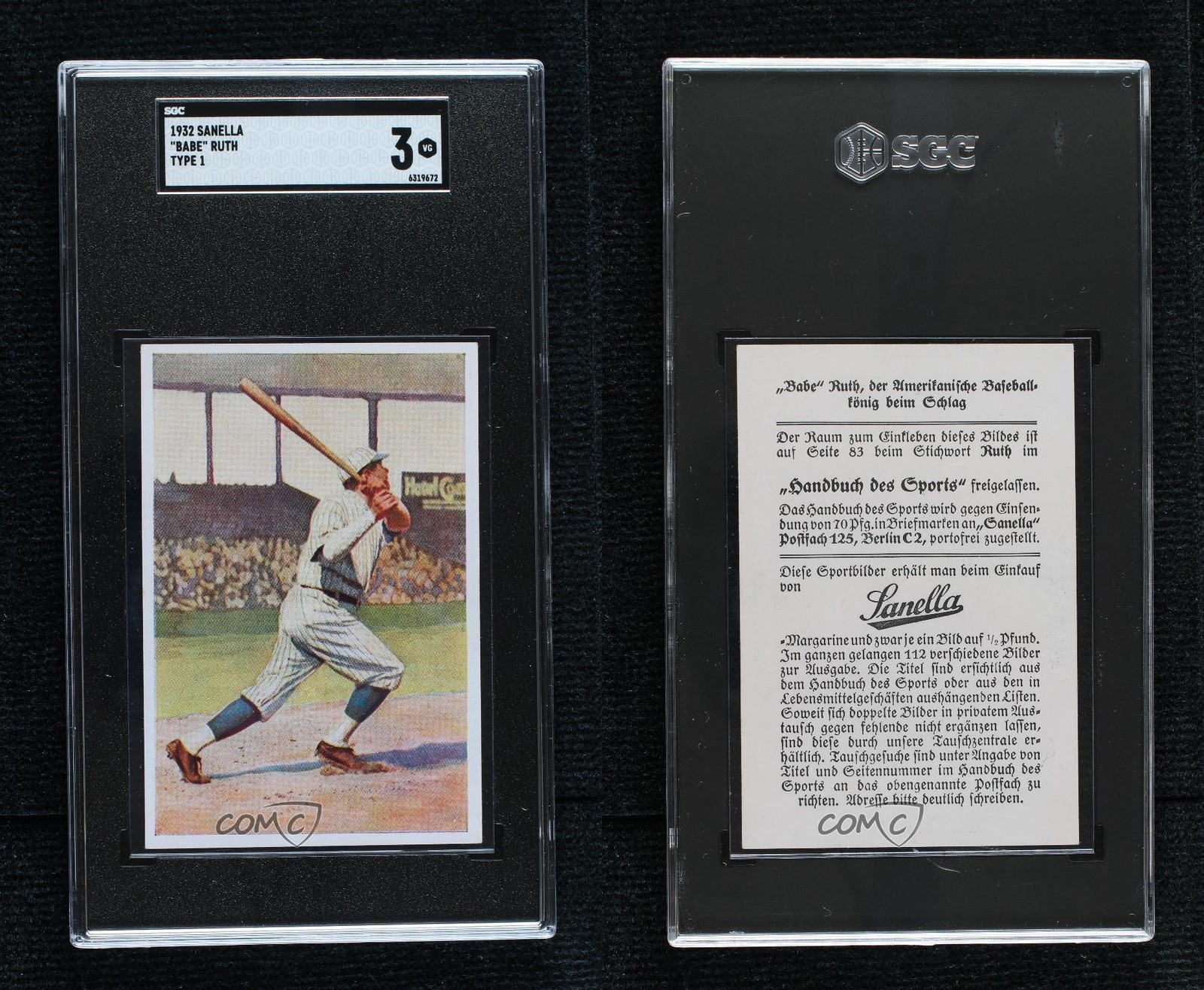 1932-33 Handbuch des Sports Sanella Logo in Middle on Back Babe Ruth SGC 3 HOF view 3