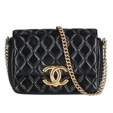 Chanel Mini Matelasse Chain Shoulder Bag Leather Women Black One Size
