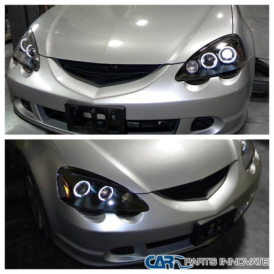 Black Fits 2002-2004 Acura RSX LED Halo Rim Projector Headlights Lamp Left+Right - Image 4 of 4