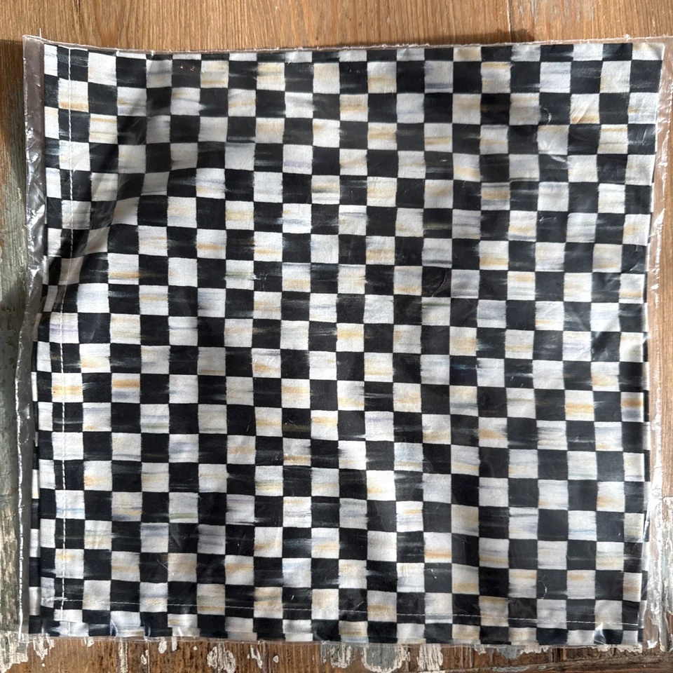 SERVILLETA DE ALGODÓN SUAVE A CUADROS CORTESANOS Mackenzie Childs (cantidad 1) nueva en paquete Foto 4 de 4