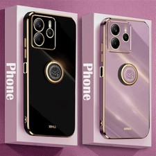 Shockproof Plating Ring Stand Case For Xiaomi Redmi Note15 14 13 Pro+ Soft Cover