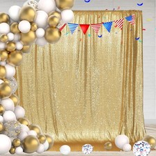 Gold Sequin Photo Backdrop Curtain 6x8 Ft with 4 Inch Rod Pocket Drapes
