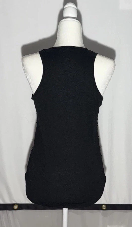 Xhilaration Tank Top Women’s Lg Black Sparkly Sequin Racerback Party Date Night - Image 2 of 4