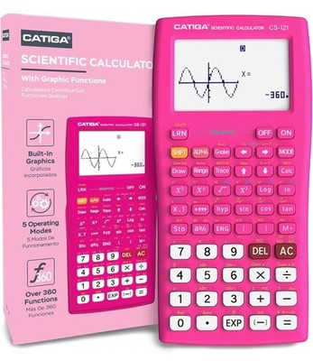 Catiga CS-121 Scientific Graphing Calculator Pink 360 Functions New Open Box