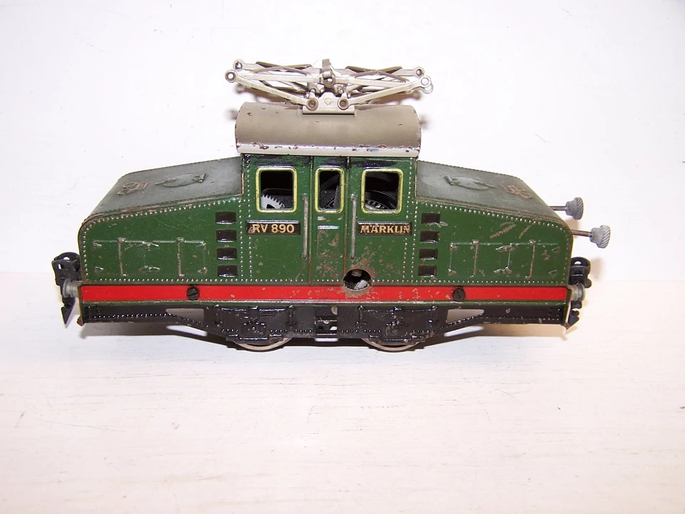 alte Märklin Spur 0 Blech Elektrolokomotive RV 890 Uhrwerk intakt Schlüssel - Bild 2 von 4