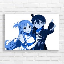 Anime Couple Sword Online Blue Canvas Print Large Picture Wall Art