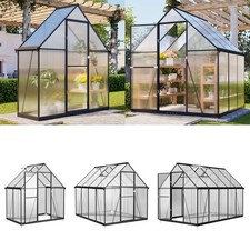 BIRCHTREE Garden Polycarbonate Greenhouse Walk-In Green House Aluminium Frame
