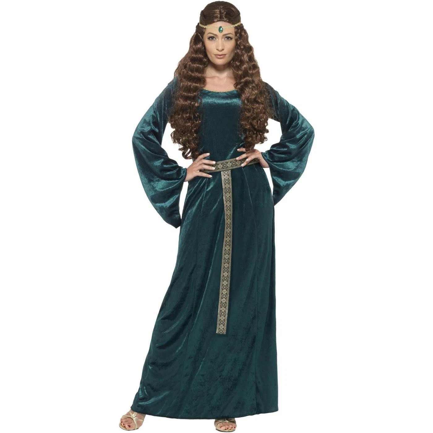 Smiffys Medieval Costume Womens Medium Green Dress Headband Fancy Dress