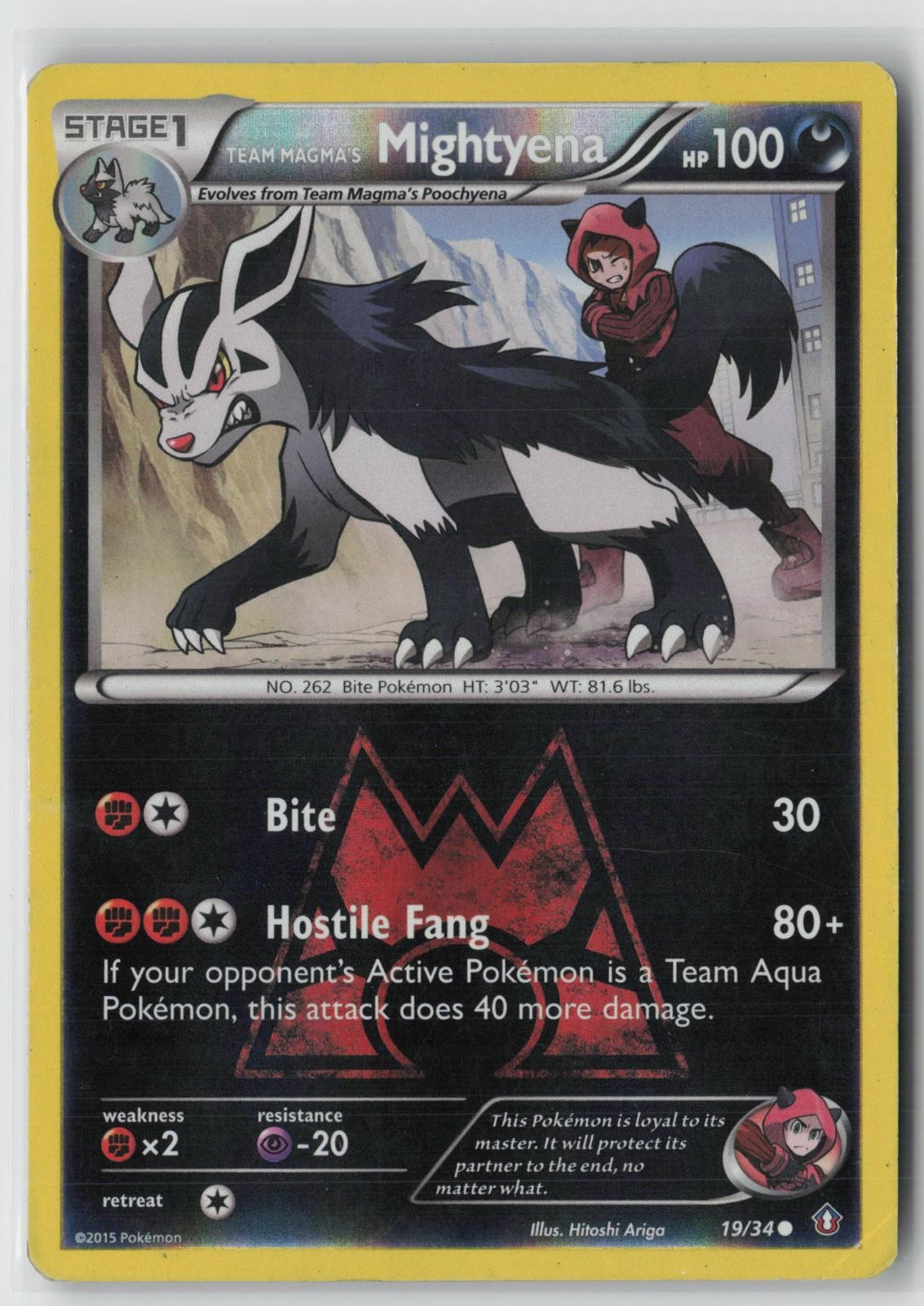 Team Magma's Mightyena 19/34 Common Double Crisis Pokemon Reverse Holo MP
