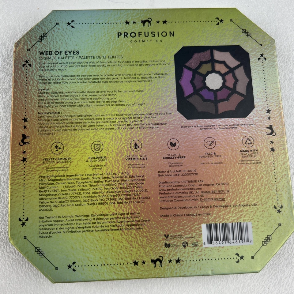 Profusion Cosmetics Web Of Eyes 13 Shade Palette Halloween Or Costume Party - Image 3 of 4
