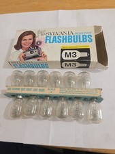 Vintage Original Package of 12 Unused Sylvania Blue Dot M3 Clear Flash Bulbs Box