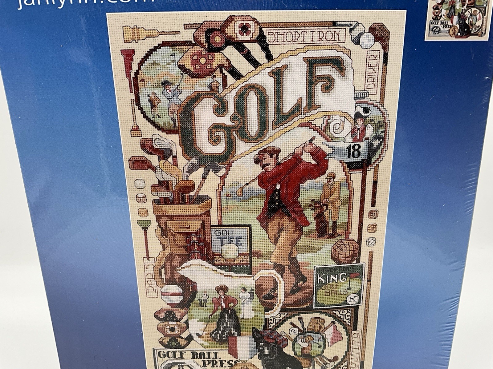 Janlynn Counted Cross Stitch Kit Golf Nostalgia 10x16 14 count #023-0137 NIP