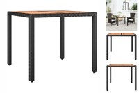 Gartentisch Mit Holzplatte Schwarz Polyrattan & Akazienholz Bistrotisch