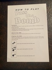 Vintage Pass the Bomb Board Game - 1996 Instruction sheet