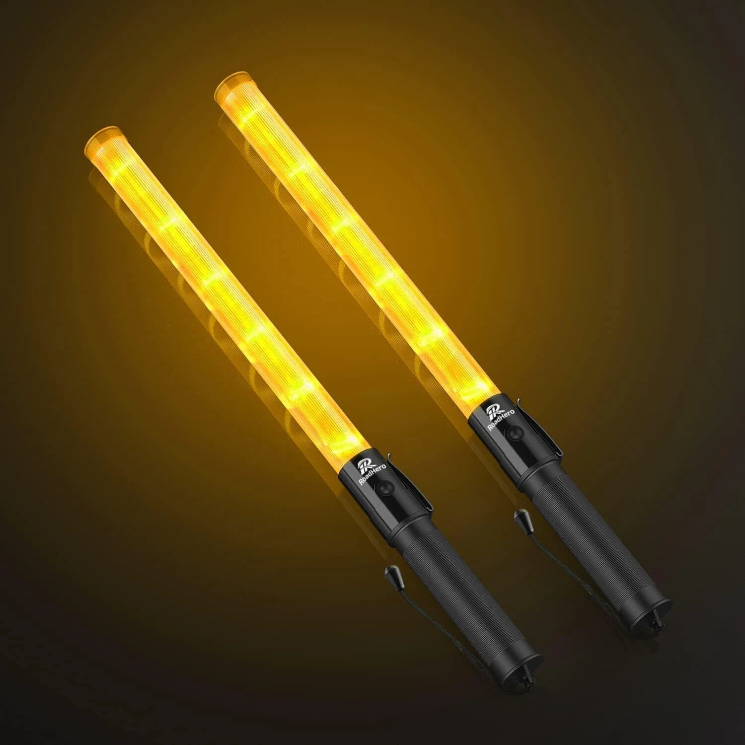 2 Pack 21 Inch Traffic Wand, Yellow Led Traffic Control Baton, Night Safety Ligh